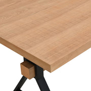 Noble House farmhouse style dining table with X-shaped metal legs and natural wood finish, perfect for rustic dining rooms.