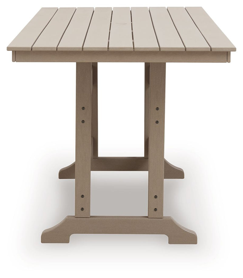 Seacliff Beach - Rectangular Counter Height Dining Table With Umbrella Option - Medium Brown - R&R Furniture Gallery (Fountain Valley, CA)