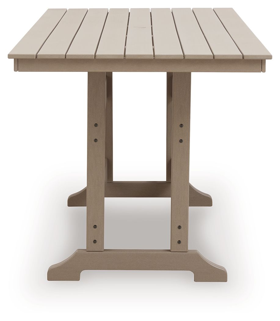 Seacliff Beach - Rectangular Counter Height Dining Table With Umbrella Option - Medium Brown - R&R Furniture Gallery (Fountain Valley, CA)