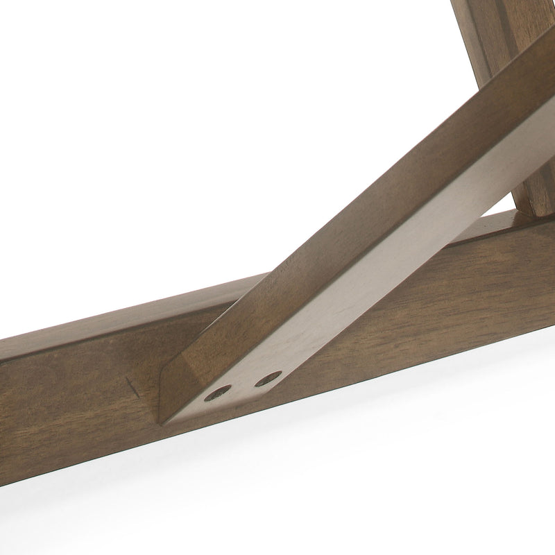 Noble House farmhouse style dining table with wood-like top, showcasing rustic design and sturdy wooden construction.