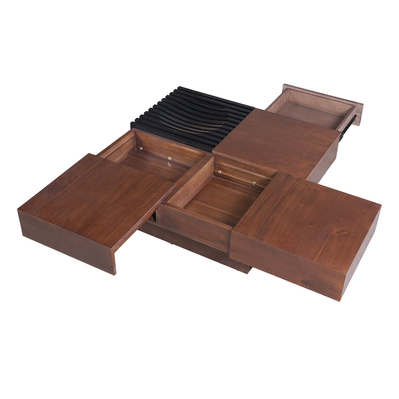 Italian Retro Inspired Acacia Wood Storage Coffee Table - Brown / Black - R&R Furniture Gallery (Fountain Valley, CA)