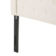 Noble House Kaarina contemporary tufted fabric headboard in neutral upholstery, showcasing a modern, padded design for bedroom decor.