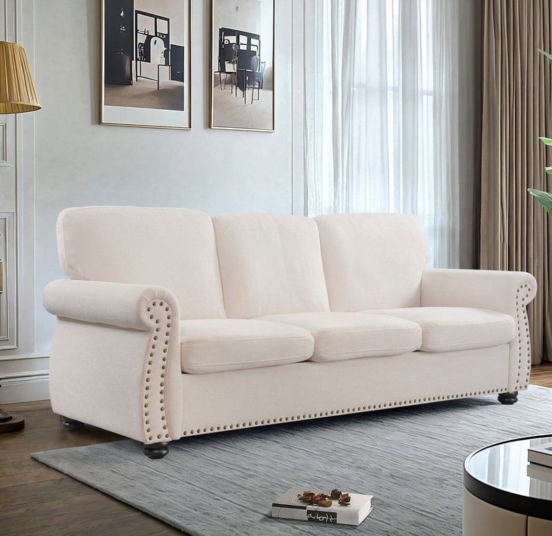 Soft Sofa, Upholstered 3 Seater Couch With High Density Foam, Loose Back Cushions And Turned Legs - R&R Furniture Gallery (Fountain Valley, CA)