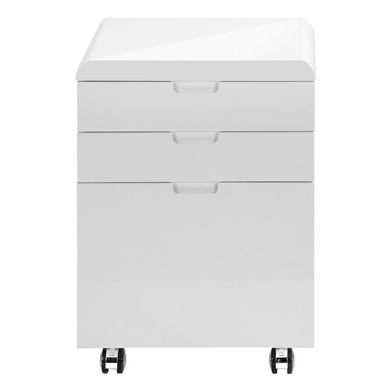 File Cabinet, Rolling Mobile, Storage Drawers, Printer Stand, Office, Work, Glossy Contemporary, Modern - White - R&R Furniture Gallery (Fountain Valley, CA)