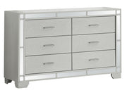 Glory Furniture Madison silver champagne dresser with sleek modern design and multiple drawers for storage.
