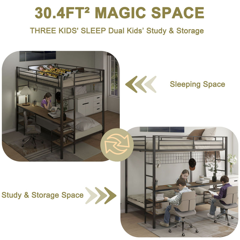 Ethan - Bunk Bed With Desk, Charging Station, Storage Shelves - R&R Furniture Gallery (Fountain Valley, CA)