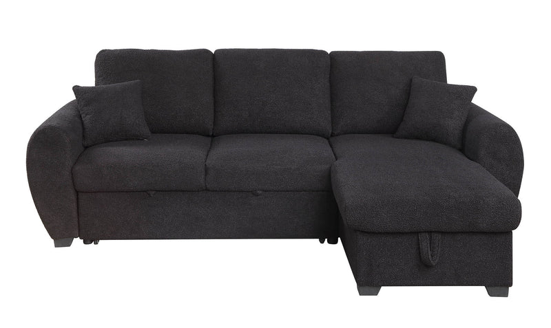 Veronica - Reversible Sleeper Sectional Sofa With Storage Chaise - Black - R&R Furniture Gallery (Fountain Valley, CA)