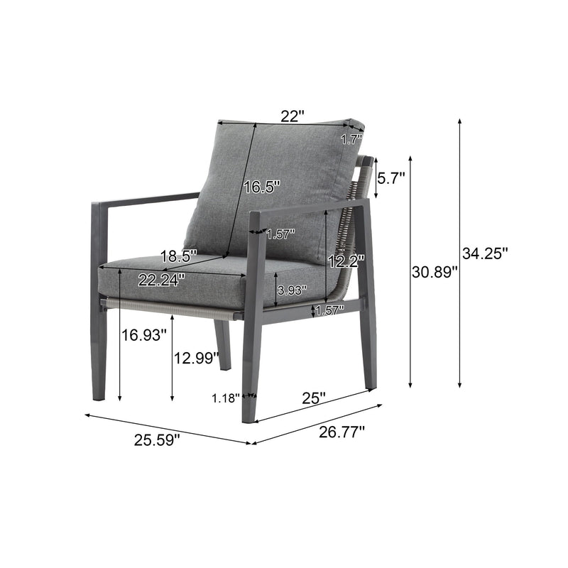 Modern Lounge Chair With Rope Accents And Cushions - R&R Furniture Gallery (Fountain Valley, CA)