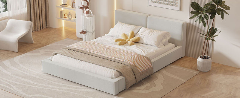 Upholstered Platform Bed, Grounded Bed With Solid Frame - R&R Furniture Gallery (Fountain Valley, CA)