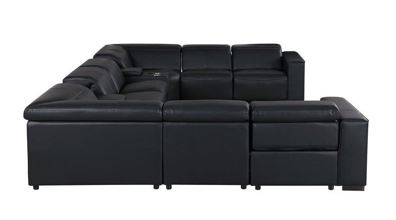 1208 - 10 Piece U Shaped Leather Sectional With 4 Power Recliners & Power Headrest