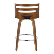 Lumi Source Cosini mid-century modern fixed height barstools with swivel and round footrest, set of 2, featuring sleek wooden design
