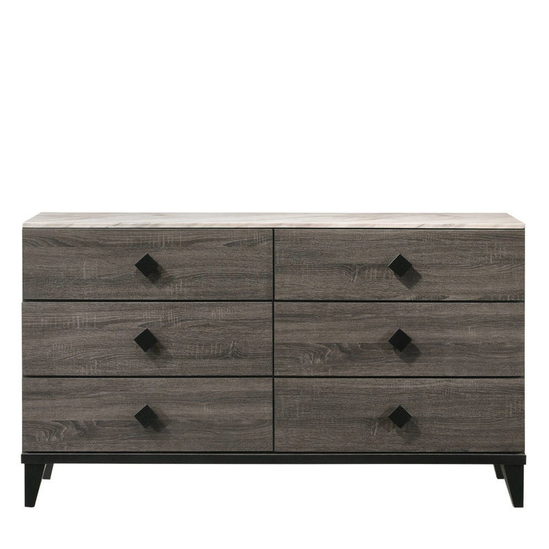 Avantika - Dresser - Faux Marble Top & Rustic Gray Oak - R&R Furniture Gallery (Fountain Valley, CA)