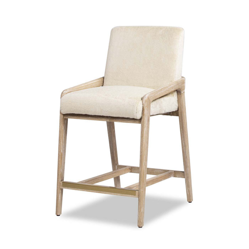 Arizona - Solid Ash Upholstered Counter Stool With Rope Detail - Creme De La Creme White - R&R Furniture Gallery (Fountain Valley, CA)