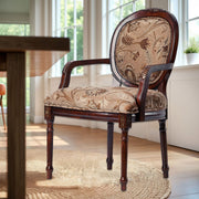 Bernice - Oval Back Chair With Floral Carvings - Brown / Beige Gray - R&R Furniture Gallery (Fountain Valley, CA)