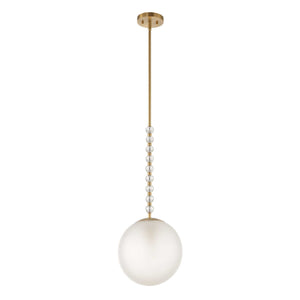Ripple - 1 Light Frost Glass Pendant - Gold