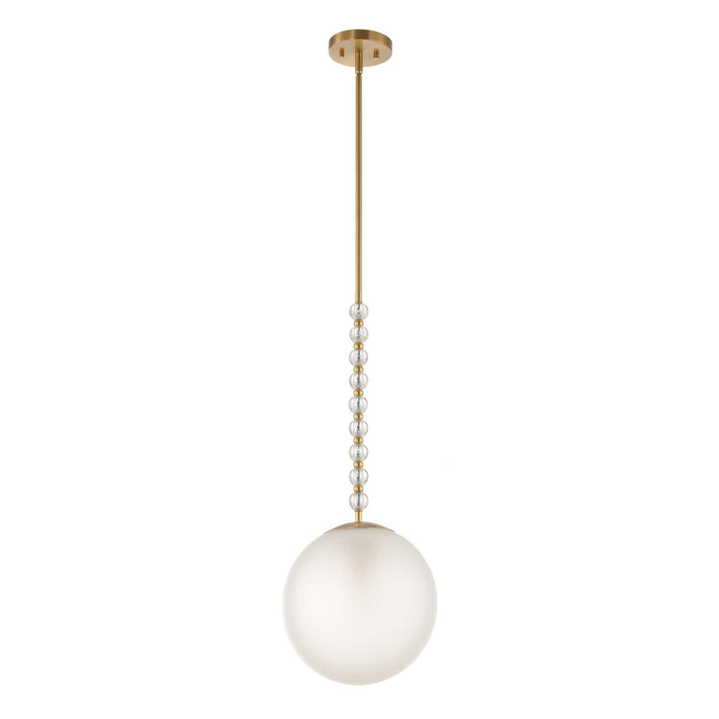 Ripple - 1 Light Frost Glass Pendant - Gold