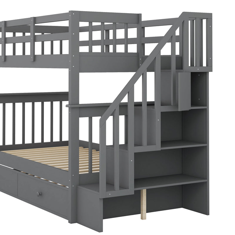 Stairway Bunk Bed With Storage And Guard Rail For Bedroom - R&R Furniture Gallery (Fountain Valley, CA)