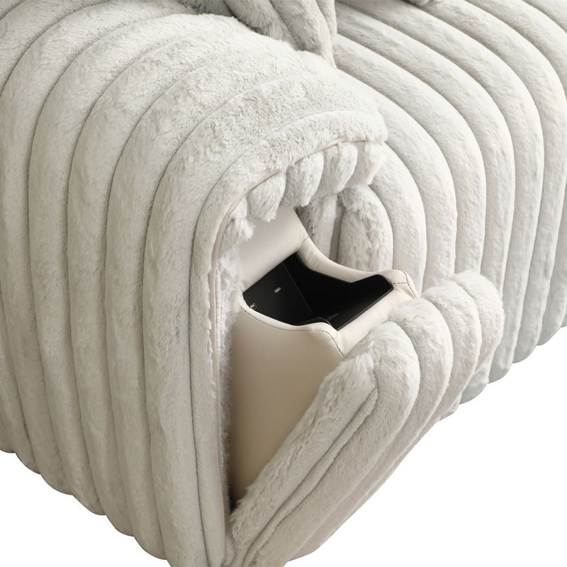 Jaya - Power Motion Sofa With Sleeper & USB Port - Mondo Gray Corduroy - R&R Furniture Gallery (Fountain Valley, CA)