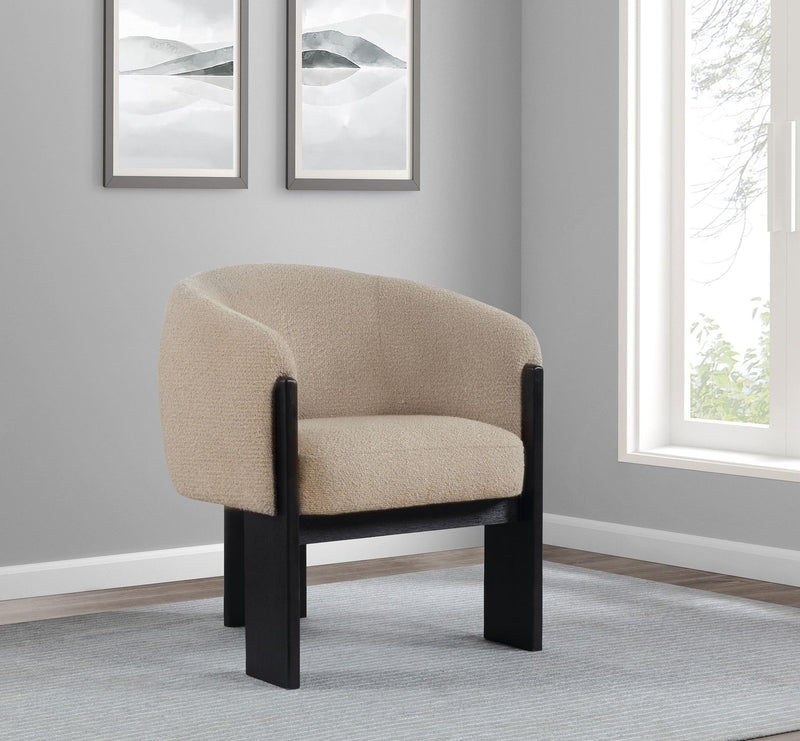 Valdez Boucle Upholstered Barrel Back Accent Chair Beige