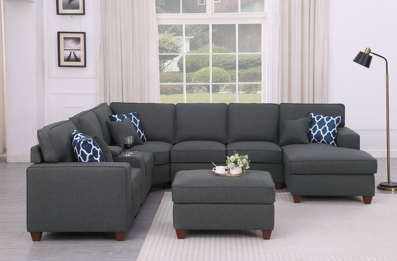 Tina - 8 Piece Upholstered Sectional With Ottoman - R&R Furniture Gallery (Fountain Valley, CA)