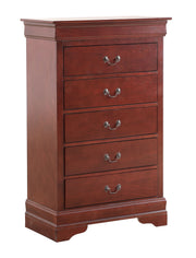 Louis Phillipe accent chest by Glory Furniture featuring a stylish wooden storage cabinet with decorative hardware and a classic finish.
