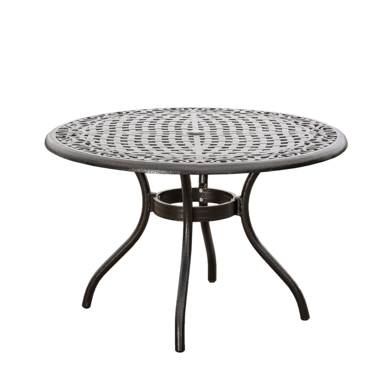 Tranquilius - Outdoor Round Dining Table With Lattice Tabletop, Umbrella Hole And Curved Legs - R&R Furniture Gallery (Fountain Valley, CA)