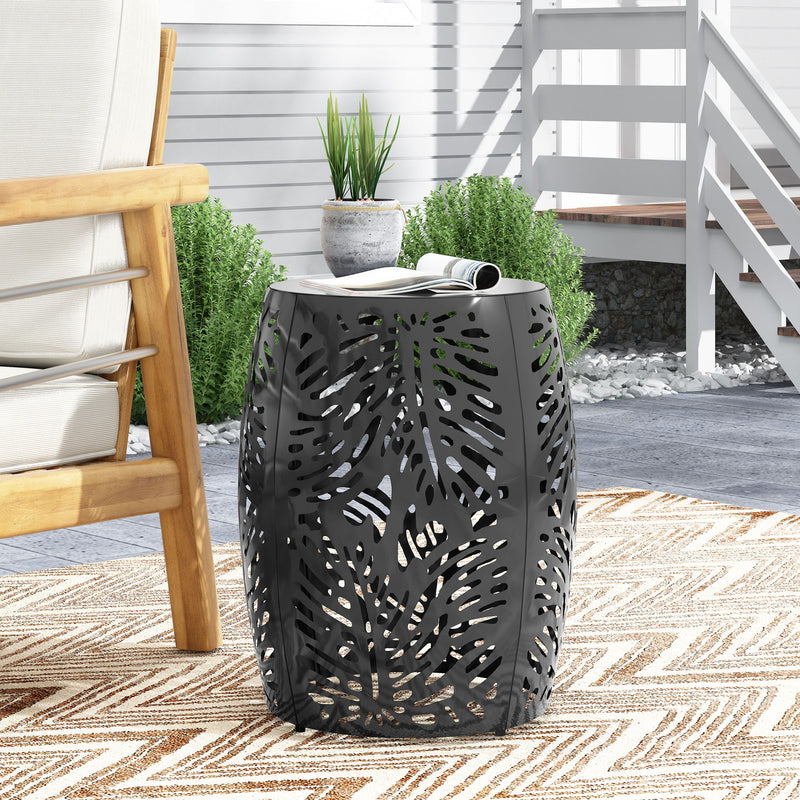 Modern metal end table by Noble House featuring a large, sleek design with a minimalist metal frame and a spacious tabletop.