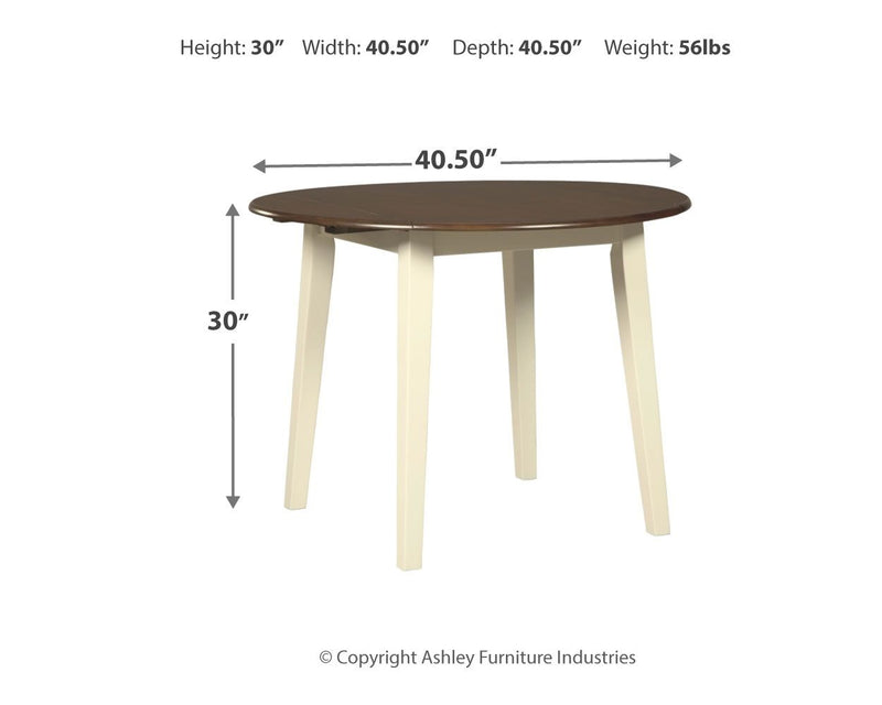 Woodanville - Round DRM Drop Leaf Table - Cream / Brown - R&R Furniture Gallery (Fountain Valley, CA)