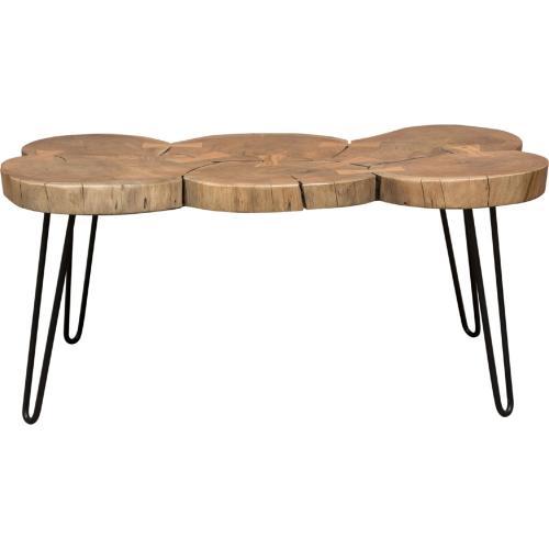 Joss Natural Acacia One of a Kind Live Edge Rectangle Cocktail Table w/ Black Hairpin Legs