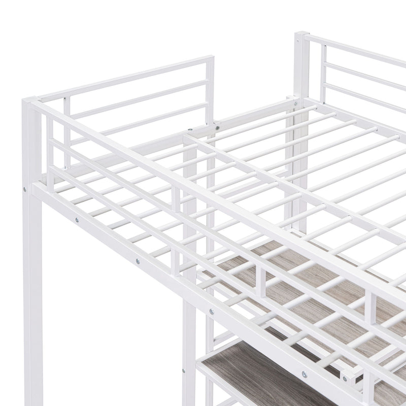 Metal Loft Bed With Desk, 3 Shelves And Ladder - R&R Furniture Gallery (Fountain Valley, CA)