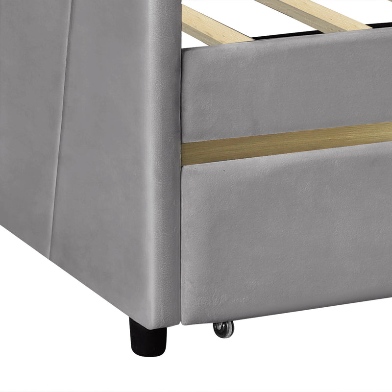 Upholstered Daybed With Two Drawers And Wood Slat - R&R Furniture Gallery (Fountain Valley, CA)