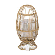 Noble House patio swivel basket egg chair with cushion, outdoor accent chair with woven design and plush seating.
