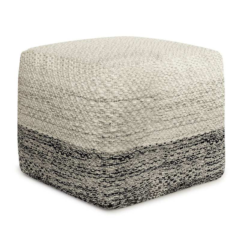 Macie - Square Woven Outdoor / Indoor Pouf - White