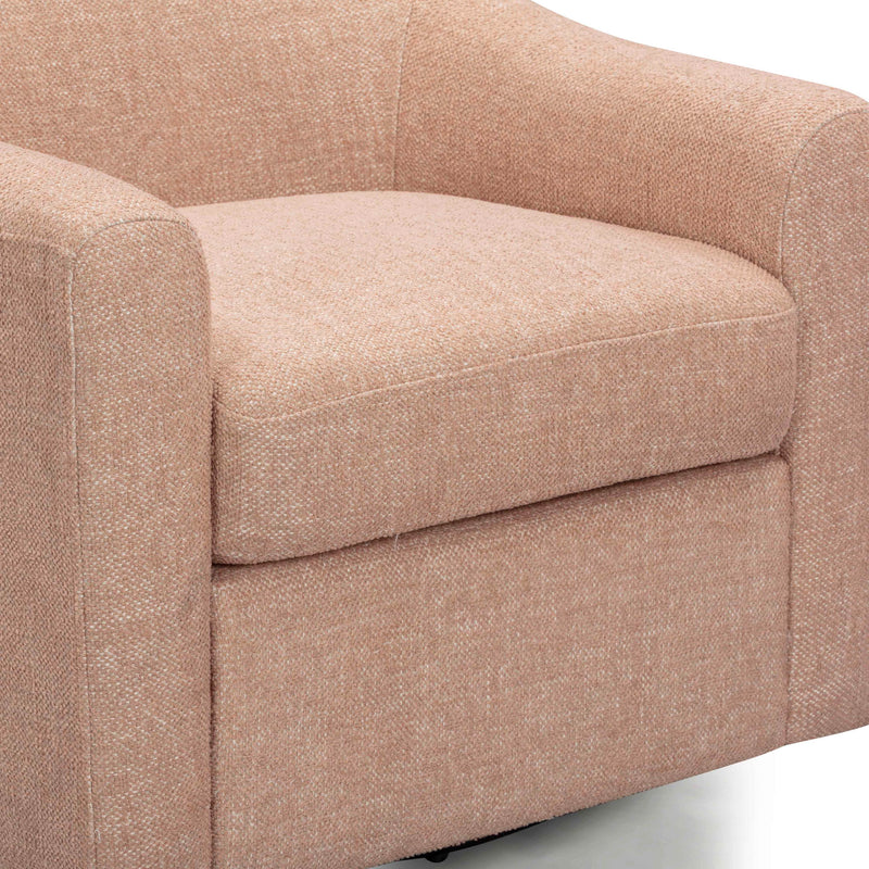 TOV Furniture Thao swivel chair with modern design, cushioned seat, and metal base, in a stylish living room setting.