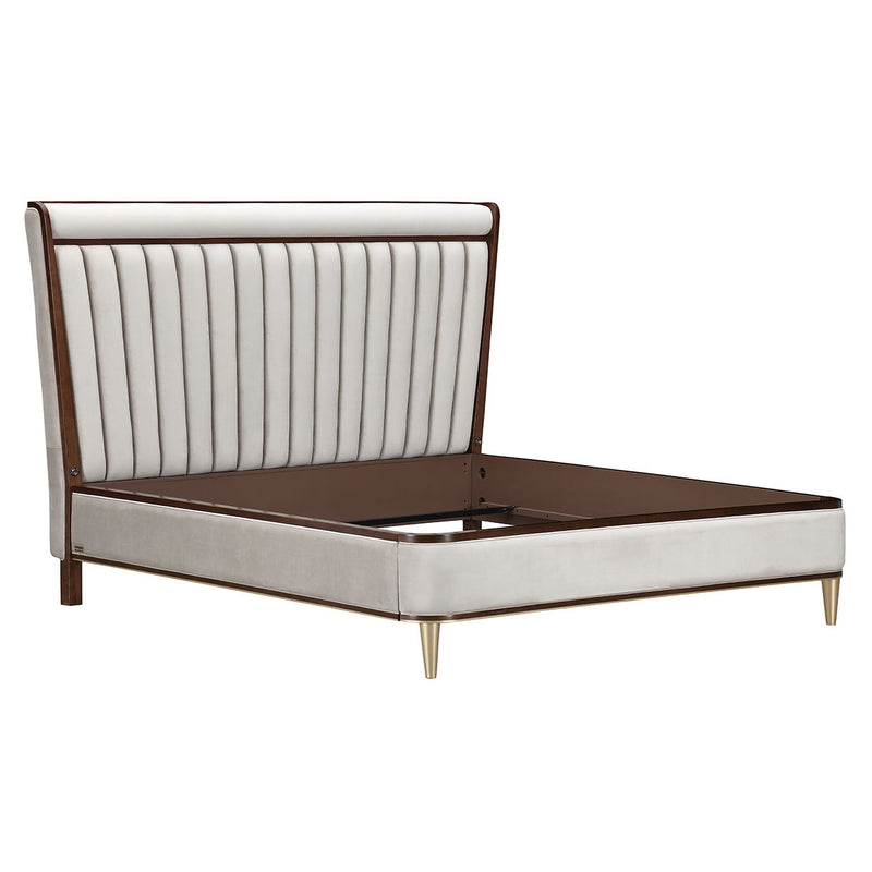 Houston - Eastern King Channel Tufted Panel Bed - Porcini / Walnut - R&R Furniture Gallery (Fountain Valley, CA)