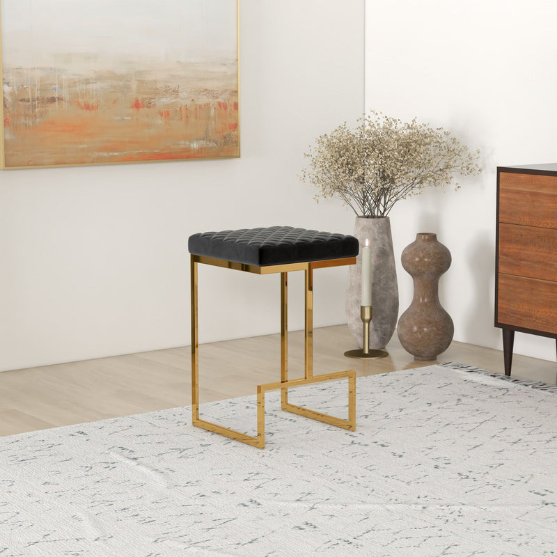 Joel - Upholstered Stool - Black / Gold - R&R Furniture Gallery (Fountain Valley, CA)