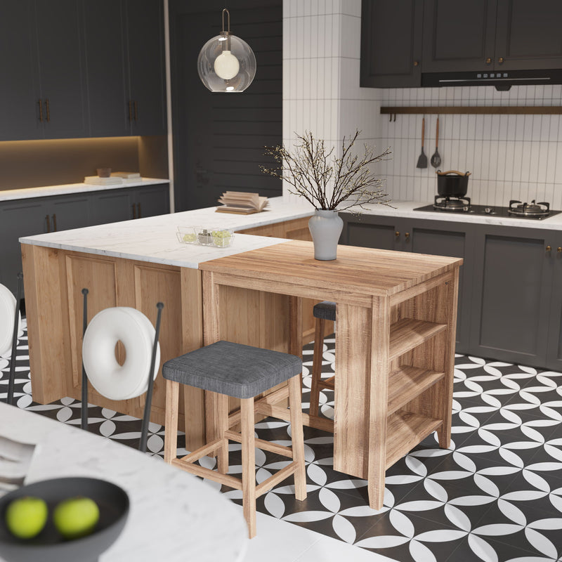 Dawson - 3 Piece Counter Height Table Set - Oak - R&R Furniture Gallery (Fountain Valley, CA)