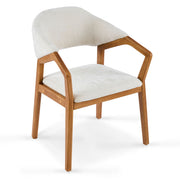 Indoor Upholstered Dining Armchair (Set of 2) - Beige / Teak - R&R Furniture Gallery (Fountain Valley, CA)