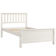 DreamHaus platform bed with headboard, footboard, and wood slat support shown in a modern bedroom setting.