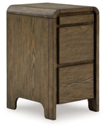 Brown Jensworth accent table by Signature Design by Ashley®, featuring a sleek round surface and sturdy wooden legs.