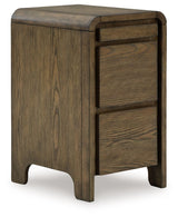 Brown Jensworth accent table by Signature Design by Ashley®, featuring a sleek round surface and sturdy wooden legs.