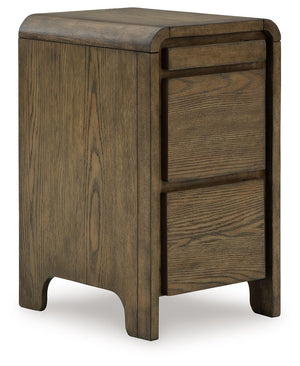 Brown Jensworth accent table by Signature Design by Ashley®, featuring a sleek round surface and sturdy wooden legs.