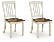 Wirloni - Dining Room Side Chair (Set of 2) - Antique White / Brown - R&R Furniture Gallery (Fountain Valley, CA)