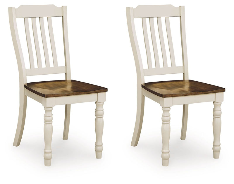 Wirloni - Dining Room Side Chair (Set of 2) - Antique White / Brown - R&R Furniture Gallery (Fountain Valley, CA)