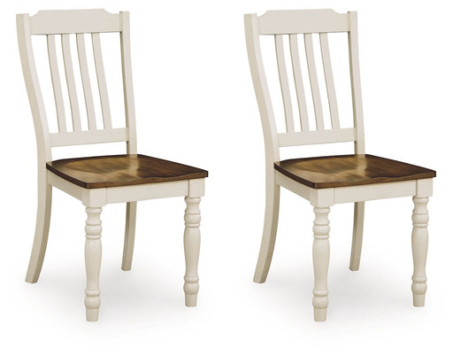 Wirloni - Dining Room Side Chair (Set of 2) - Antique White / Brown - R&R Furniture Gallery (Fountain Valley, CA)