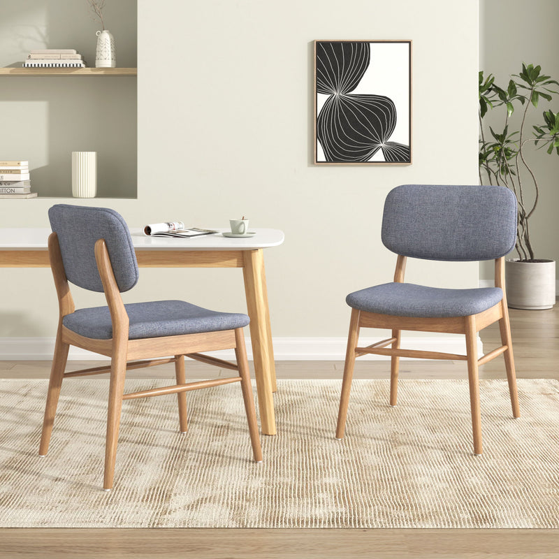 Pair of Noble House Voyager upholstered accent chairs with splayed legs and wood frames, set of two, showcasing modern design.