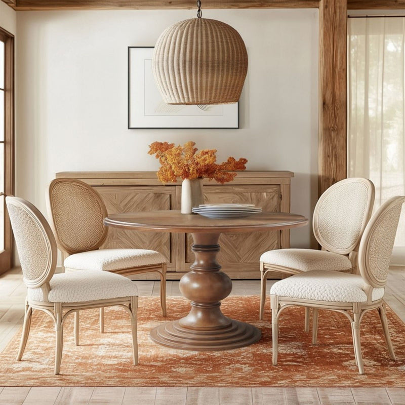 Round Pedestal Dining Table - Walnut - R&R Furniture Gallery (Fountain Valley, CA)