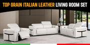 1126 - Top Grain Power Reclining Italian Leather Living Room Set - R&R Furniture Gallery (Fountain Valley, CA)