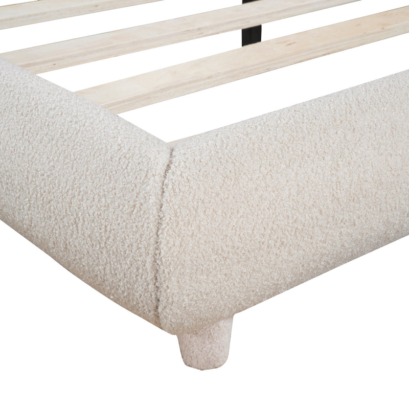 Upholstered Platform Bed With Thick Solid Frame And Stylish Curve-Shaped Design - R&R Furniture Gallery (Fountain Valley, CA)