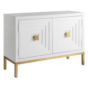 Uttermost Aiken accent cabinet with a sleek wooden finish and modern design, featuring clean lines and minimalist style.